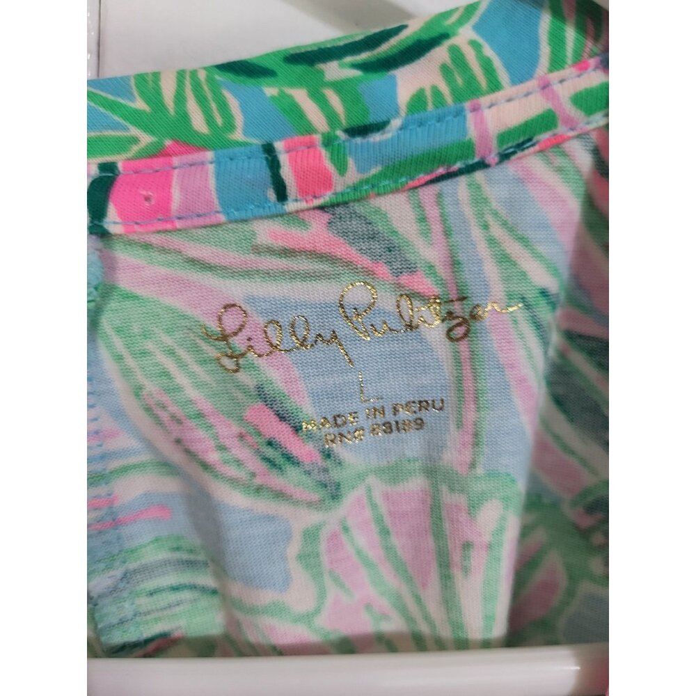 Lilly Pulitzer Belden Ruched Elbow Sleeve Dress Womens LG Floral Spring Preppy - Picture 4 of 9